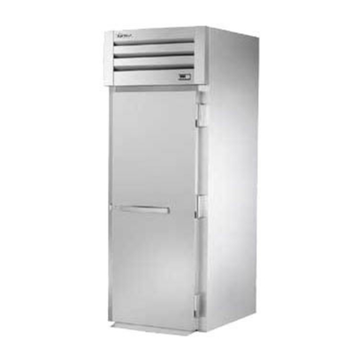 Commercial roll-in freezers for bakeries with a stainless steel exterior and easy-access door.