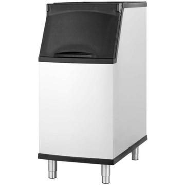 Commercial ice maker for food service with a sleek design and easy-access lid.