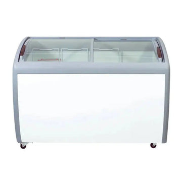 Glass top chest freezers for retail with transparent lid and spacious storage.