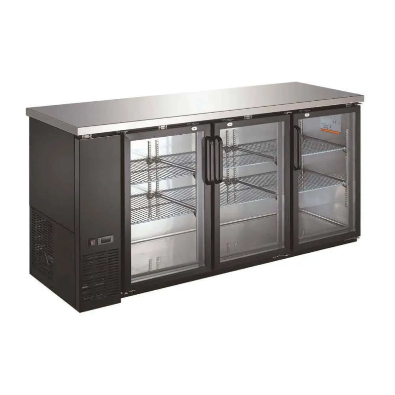 Ancaster Food Equipment BBR-72G 72.8-Inch 3-Door Glass Display Back Bar Cooler