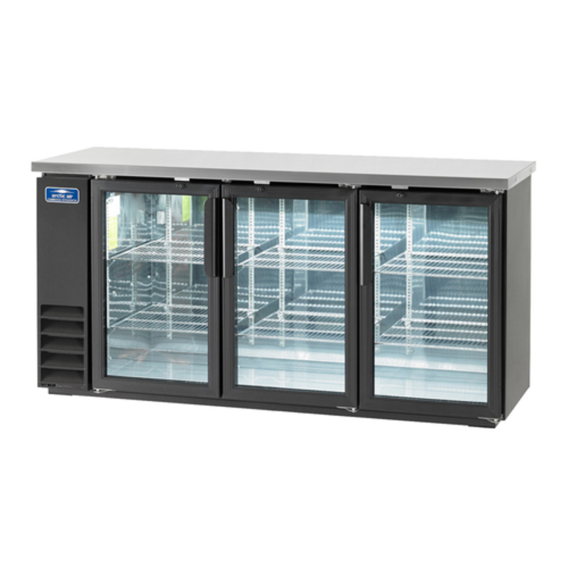 Arctic Air ABB72G 73-Inch Three-Section Glass Door Back Bar Refrigerator