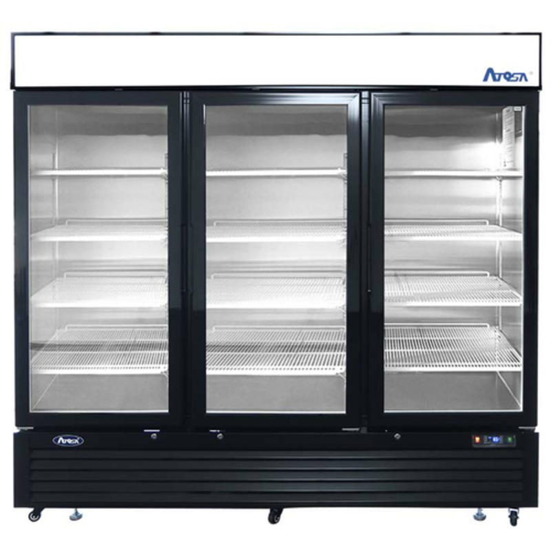 Atosa MCF8728GR 81.9-Inch 3-Door Glass Display Freezer, Black Exterior - 68 Cu. Ft.
