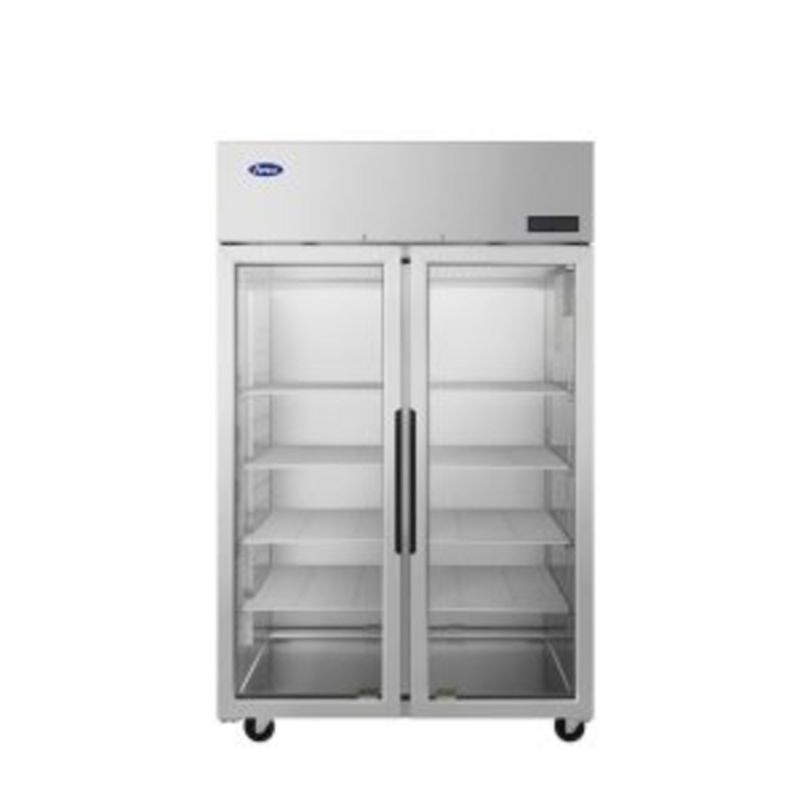 Atosa 51.75-Inch Two-Section Pass-Through Refrigerator with Glass Front Doors PLUS-R2-GS-S-PT