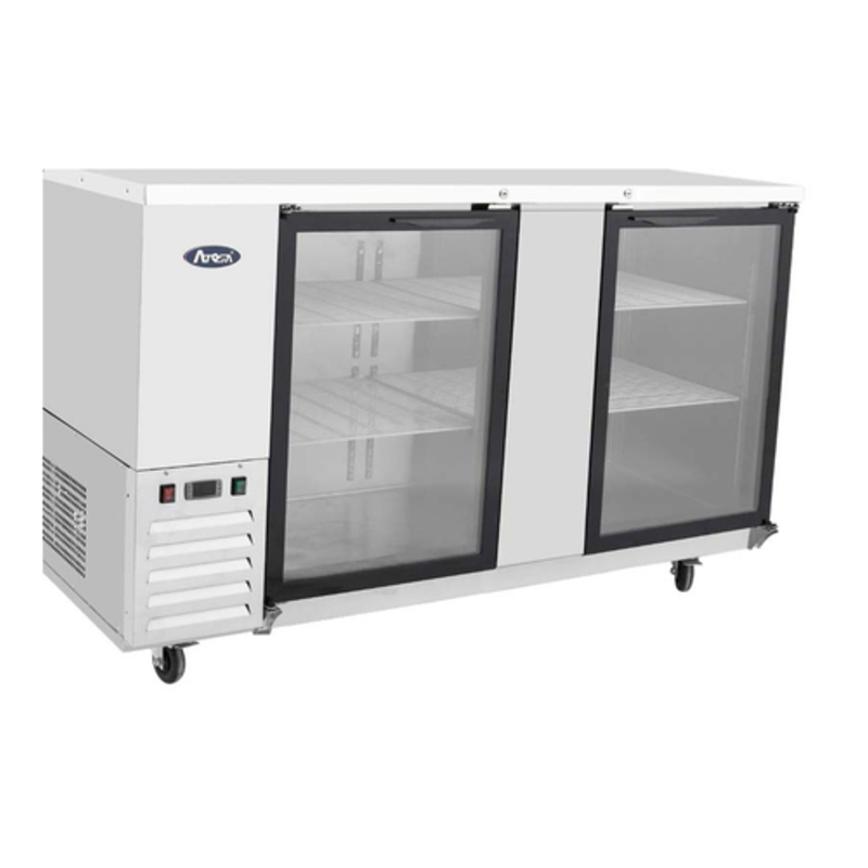 Atosa SBB69GGRAUS1 68-Inch Stainless Steel Refrigerated Back Bar Cooler with 2 Glass Doors
