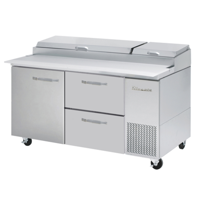 Blue Air 67-Inch Pizza Prep Table with 1 Door and 2 Drawers BAPP67-D2R-HC