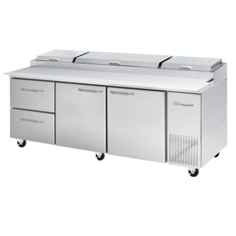 Blue Air BAPP93-D2L-HC 93-Inch Commercial Pizza Prep Station with Drawers and Doors