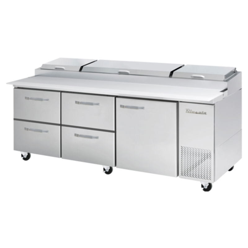 Blue Air BAPP93-D4LM-HC 93-Inch Commercial Refrigerated Pizza Prep Table with 4 Drawers