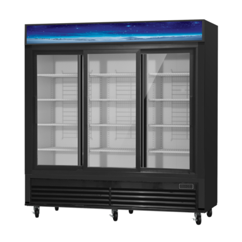 Blue Air BGM69SLB-HC 78-Inch 3-Door Sliding Glass Merchandiser Refrigerator