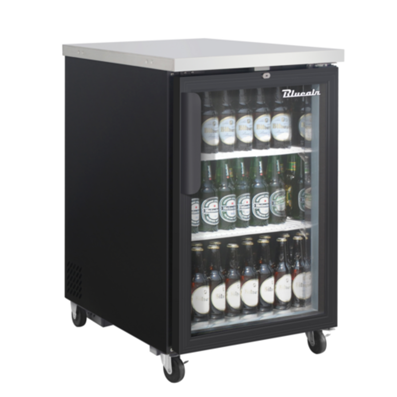 Blue Air BLBB23-1BG-HC 24-1/8" Black Glass Door Refrigerated Back Bar Cabinet