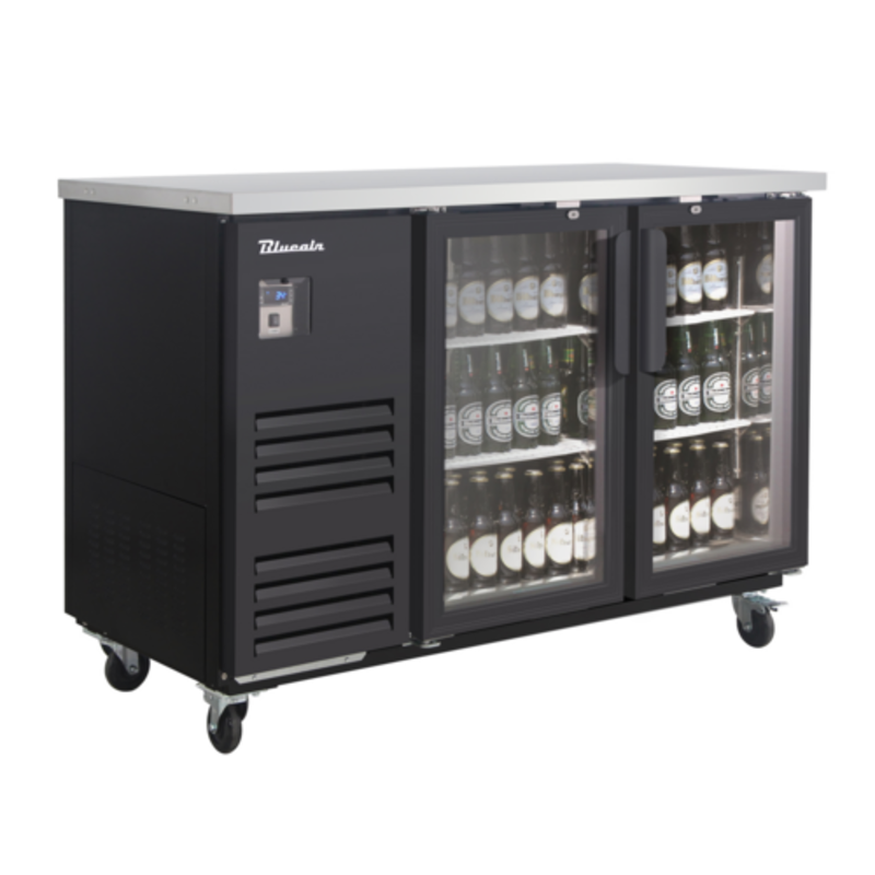 Blue Air BLBB59-2BG-HC 59-Inch Two-Door Glass Back Bar Cooler