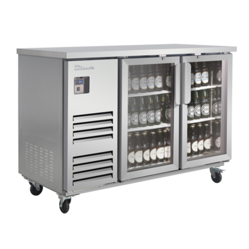 Blue Air BLBB59-2SG-HC 58.75-Inch Two-Door Glass Back Bar Refrigerator