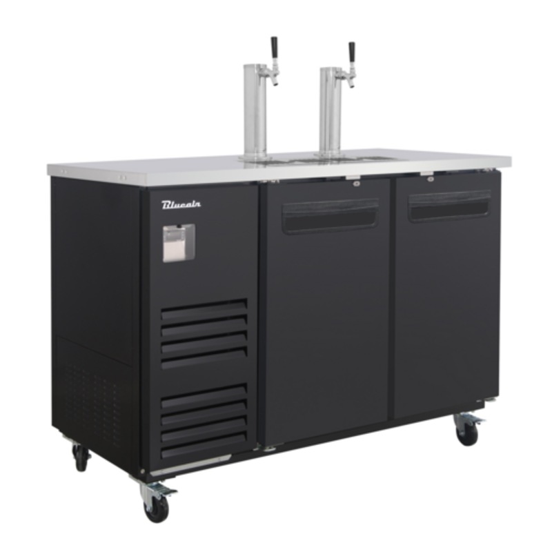 Blue Air BLKC59-2B-HC 59-Inch Two-Door Draft Beer Dispenser with Twin Towers