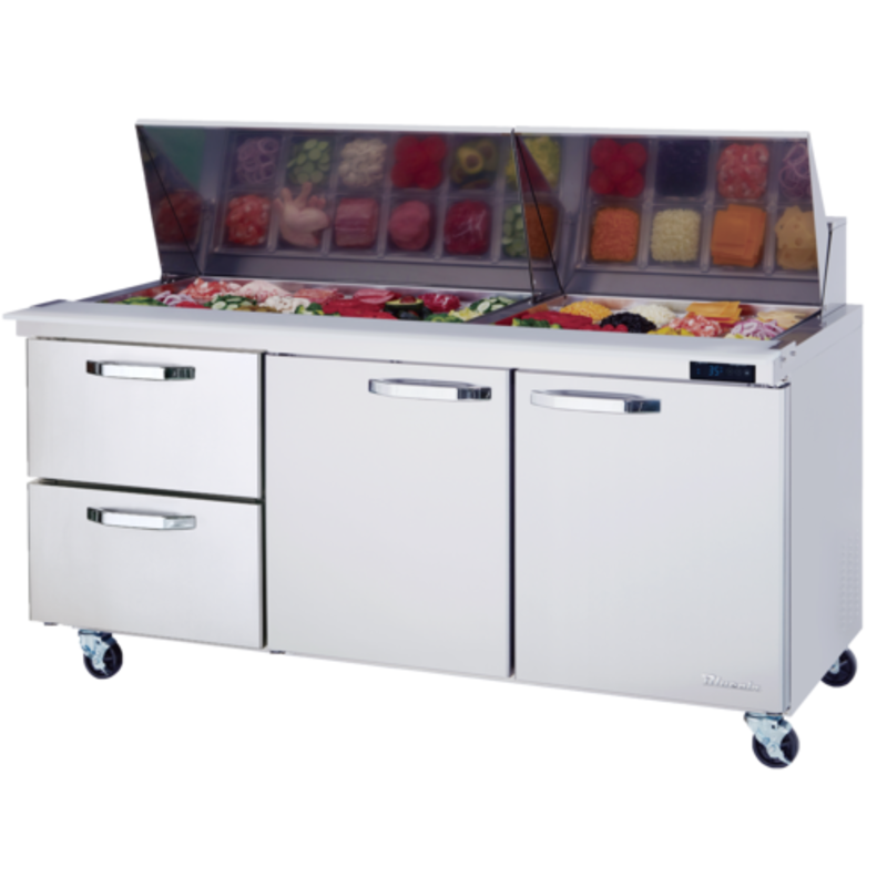 Blue Air BLMT72-D2L-HC 72-Inch Mega Top Refrigerated Sandwich and Salad Prep Unit