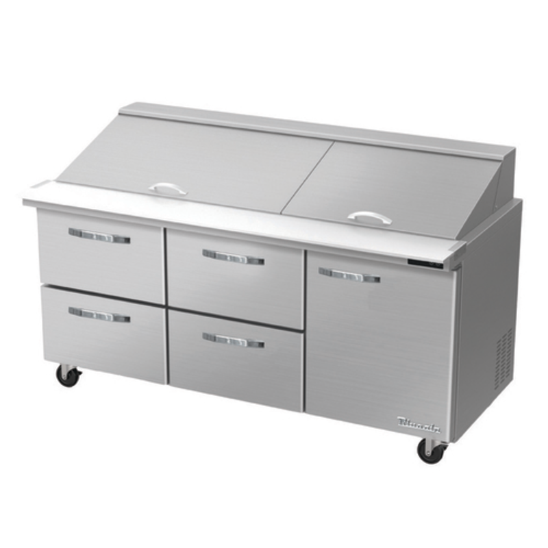 Blue Air BLMT72-D4LM-HC 72-Inch Mega Top Sandwich Prep Table with 4 Drawers