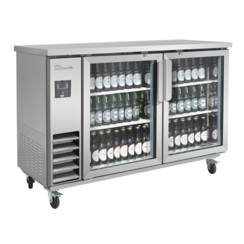 Blue Air BLNBB-60SG-HC 61-Inch 2-Glass Door Narrow Depth Back Bar Refrigerator
