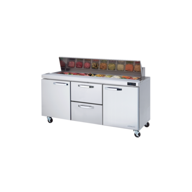 Blue Air BLPT72-D2M-HC 72-Inch Two-Door Two-Drawer Refrigerated Sandwich Prep Table