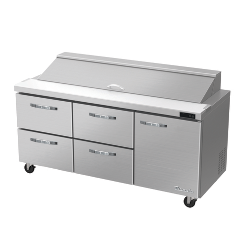 Blue Air BLPT72-D4LM-HC 72-Inch 4-Drawer Sandwich and Salad Prep Table with Door