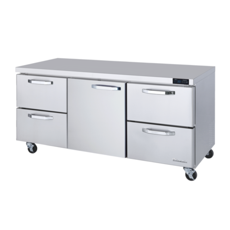 Blue Air BLUR72-D4RL-HC 72-Inch Hybrid Undercounter Refrigerator with 4 Drawers and 1 Door