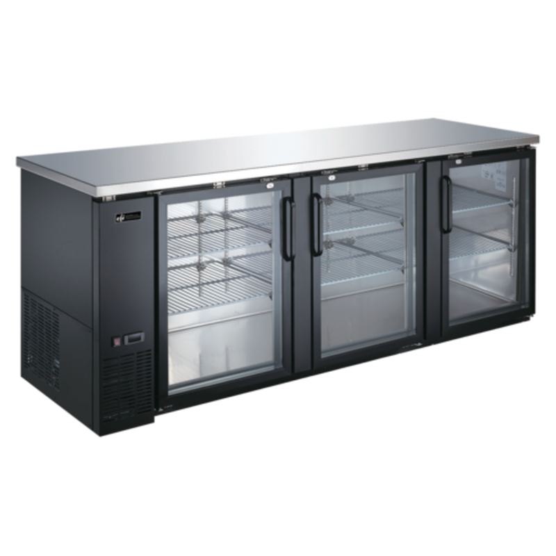 EFI CBBGD3-90CC 3-Door Glass Refrigerated Back Bar Cabinet - 90.4"