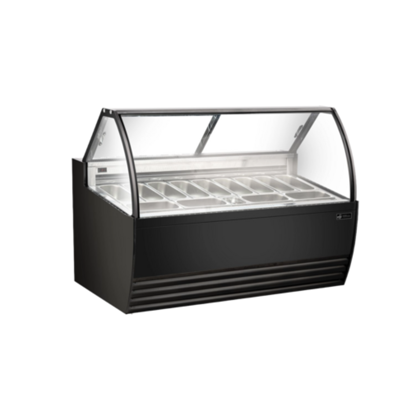 EFI FIGCB-7052 69.4" Black Curved Glass Gelato Dipping Cabinet