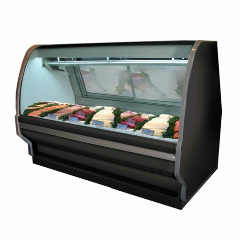Howard-McCray SC-CFS40E-6C-BE-LED 75.5" Curved Glass Seafood & Poultry Service Case - Black
