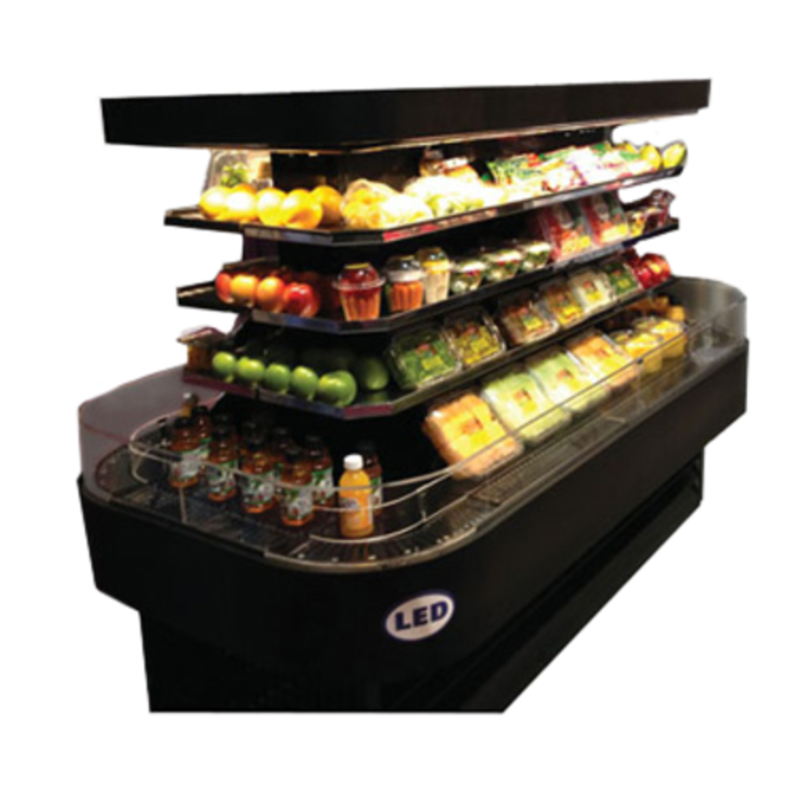 Howard-McCray SC-OD42I-7-B-LED 84" Glossy Black Self-Contained Island Open Merchandiser