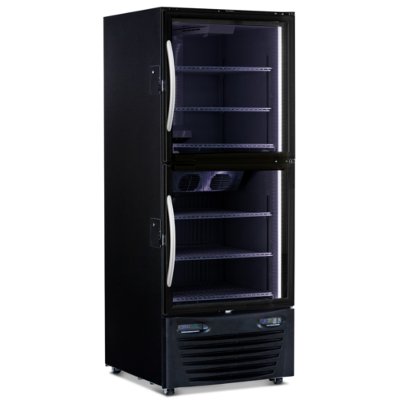 Minus Forty 22-UDGH-L2-BK-BI 30-Inch Hybrid Refrigerator and Freezer Glass Door Merchandiser