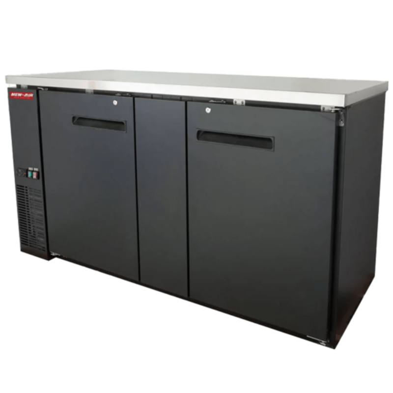 New Air NBB-69-SB 69" Two-Door Solid Back Bar Cooler with Stainless Steel Top