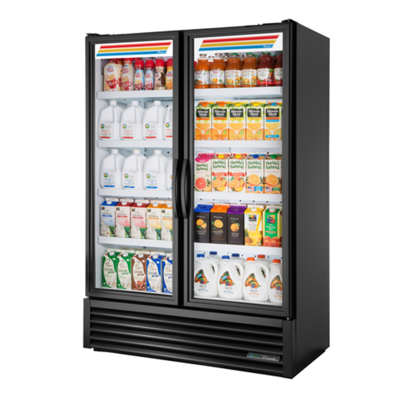 True Refrigeration FLM-54~TSL01 54-Inch Black Two-Door Refrigerated Display Merchandiser