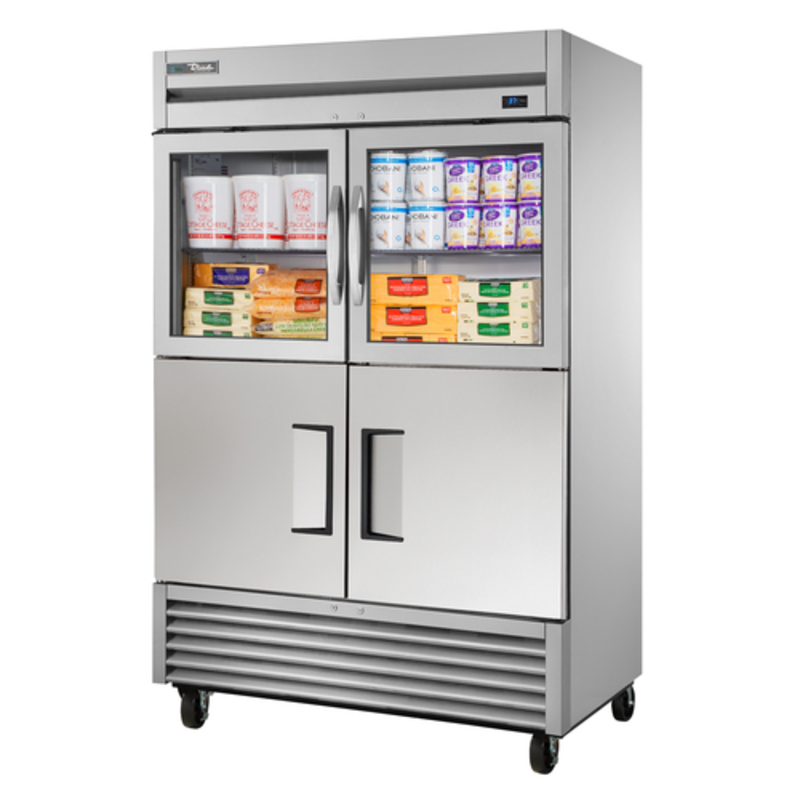 True T-49-2-G-2-HC~FGD01 Two-Section 54-Inch Combination Half-Door Reach-In Refrigerator