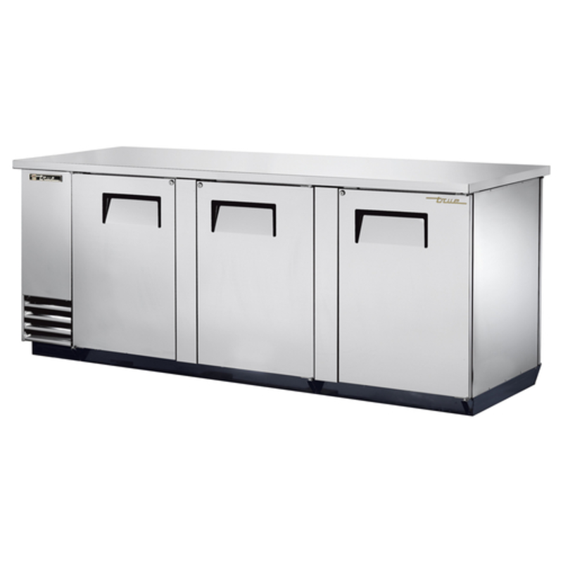 True TBB-4PT-S 90-3/8" Pass-Through Solid Door Back Bar Cooler in Stainless Steel