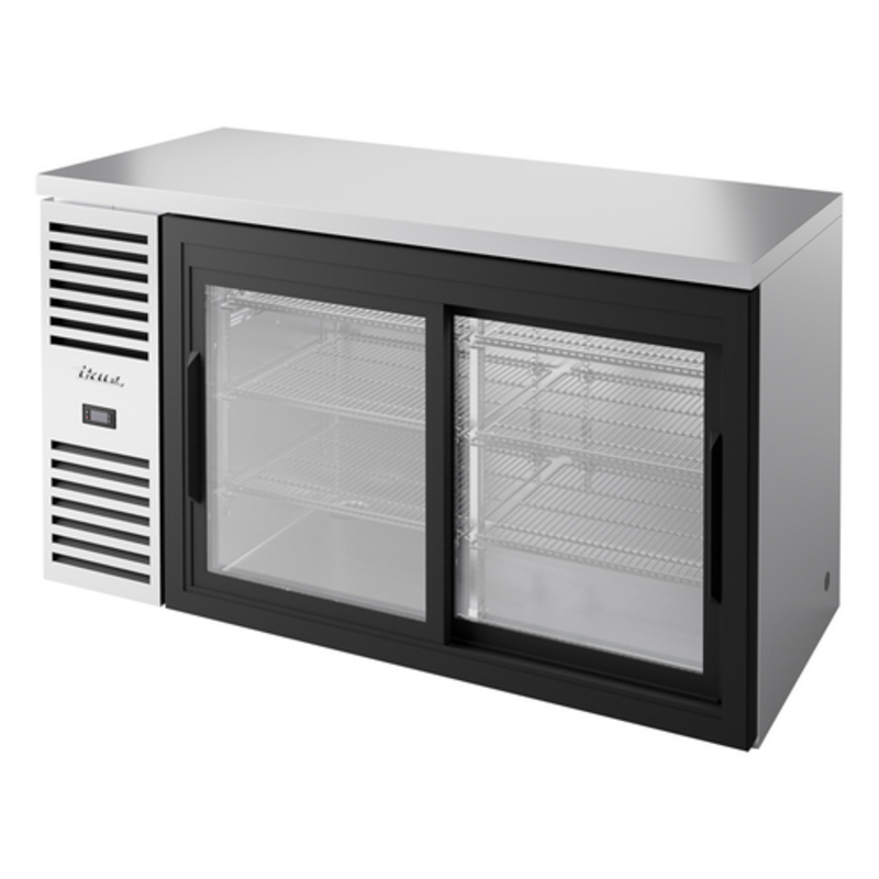 True TBR60-RISZ1-L-S-11-1 60-Inch 2-Door Refrigerated Back Bar Cabinet with Sliding Glass Doors