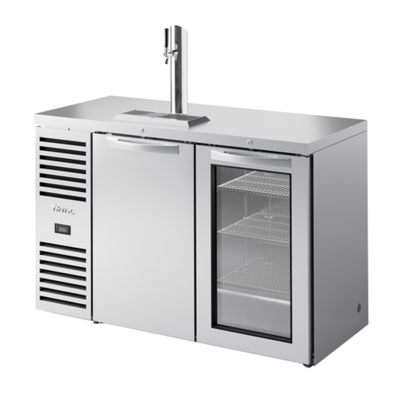 True TDR52-RISZ1-L-S-SG-1 52-Inch Stainless Steel Draft Beer Dispenser with Glass & Solid Door