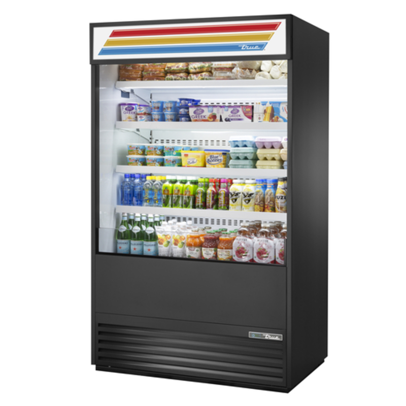 True TOAM-48-HC~TSL01 48-Inch Black Open Air Refrigerated Merchandiser