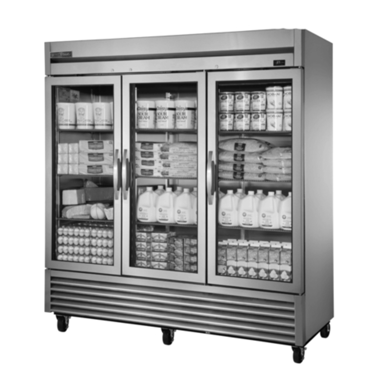 True TS-72G-HC~FGD01 78-Inch 3-Section Glass Door Reach-In Refrigerator