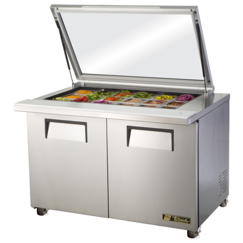 True Refrigeration TSSU-48-18M-B-FGLID-HC 48-Inch Mega Top Sandwich and Salad Prep Table with Glass Lid