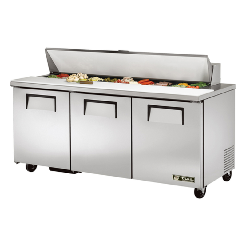 True TSSU-72-18-HC 72.38" 3-Door Refrigerated Sandwich & Salad Prep Table