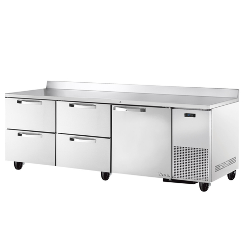 True TWT-93D-4-HC~SPEC3 SPEC SERIES 93" Three-Section Worktop Refrigerator with Drawers and Door