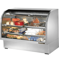True TCGG-60-S-HC-LD 60.25" Stainless Steel Curved Glass Refrigerated Service Deli Case