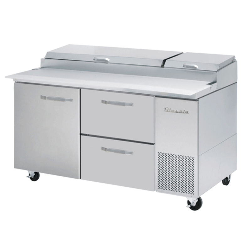 Blue Air 67-Inch Pizza Prep Table with 1 Door and 2 Drawers BAPP67-D2R-HC