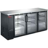 New Air NBB-72-SG-N 72" Three-Door Glass Back Bar Cooler with Stainless Steel Top