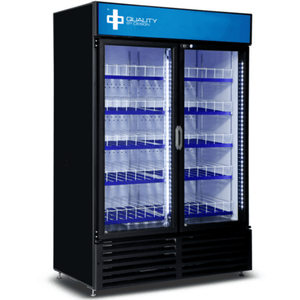 QBD CD47-HC 52" Black Double Glass Door Merchandiser Refrigerator