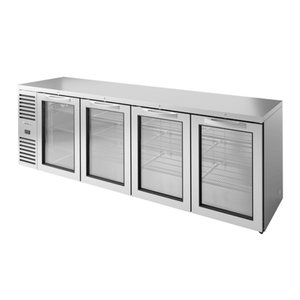 True TBR108-RISZ1-L-S-GGGG-1 108-Inch 4-Glass-Door Stainless Back Bar Cooler