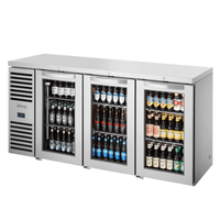 True TBR72-RISZ1-L-S-GGG-1 72-Inch Stainless Steel Glass Door Back Bar Cooler