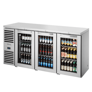 True TBR72-RISZ1-L-S-GGG-1 72-Inch Stainless Steel Glass Door Back Bar Cooler