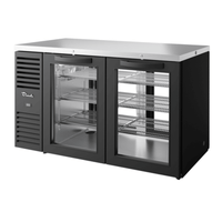True TBR60-PTSZ1-L-B-GG-GG-1 60-Inch Black Pass-Through Back Bar Refrigerator with Glass Doors