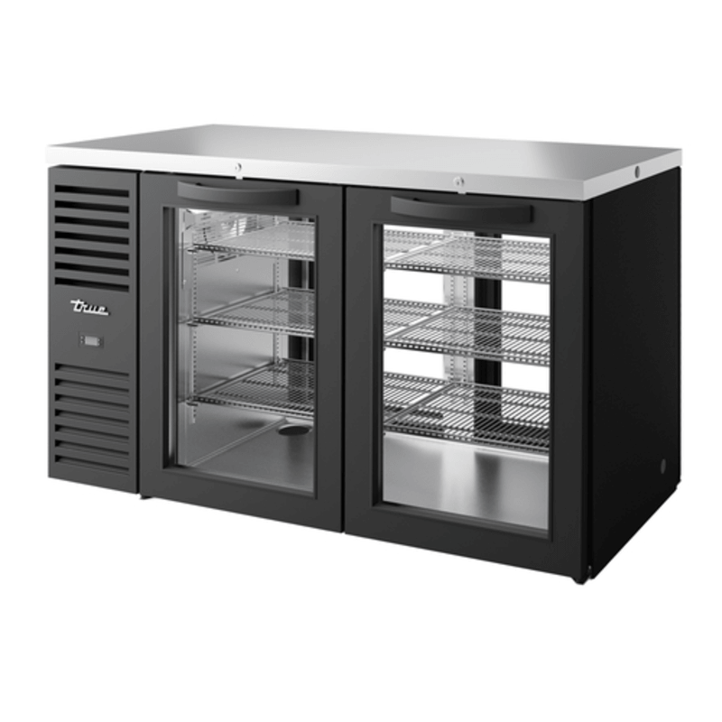 True TBR60-PTSZ1-L-B-GG-GG-1 60-Inch Black Pass-Through Back Bar Refrigerator with Glass Doors