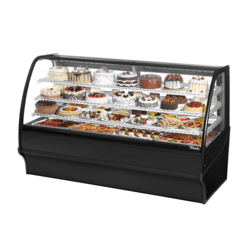True TDM-R-77-GE/GE-S-S 77-1/4" Curved Glass Refrigerated Bakery Merchandiser - Stainless Steel