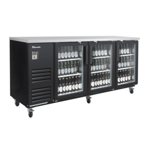 Blue Air BLBB90-4BG-HC 90-Inch Three-Door Glass Back Bar Cooler
