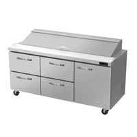 Blue Air BLPT72-D4LM-HC 72-Inch 4-Drawer Sandwich and Salad Prep Table with Door